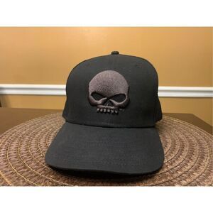 Harley Davidson New Era 59Fifty Fitted Baseball Cap Hat Tonal Skull 7-5/8 XL